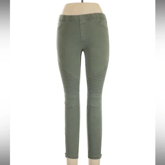 2 Pairs! Beulah Olive Green + Burgundy Moto Leggings Jeggings Size Small bundle - Picture 4 of 8